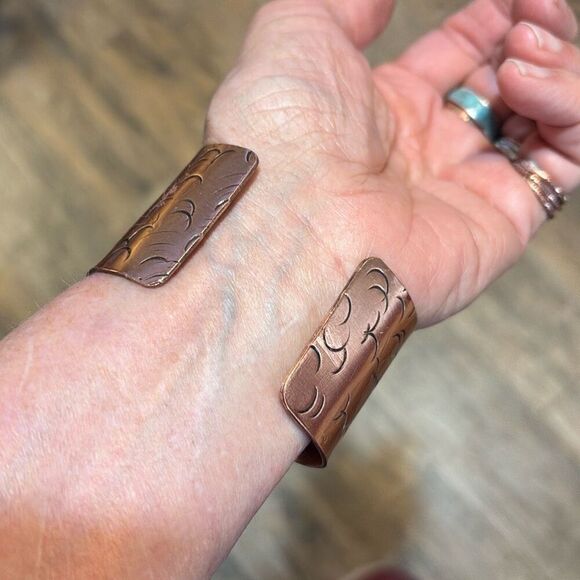 Bracelet, Turquoise & Opal Copper Cuff, NEW, sterling accents, Handmade, Artisan - Picture 12 of 12